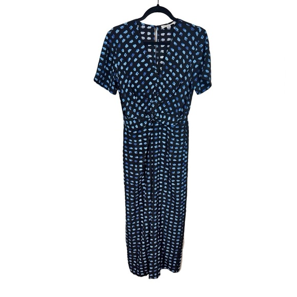 Amour Vert Fantasia Washable Silk Twisted Wide Leg Jumpsuit in Squared Up - Picture 5 of 11